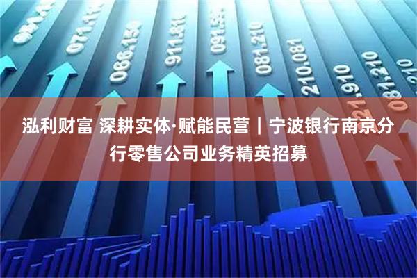 泓利财富 深耕实体·赋能民营｜宁波银行南京分行零售公司业务精英招募
