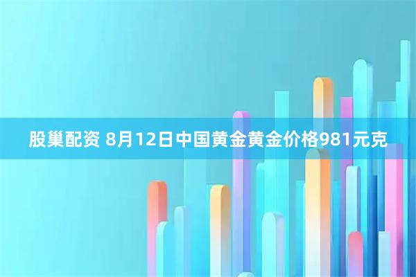 股巢配资 8月12日中国黄金黄金价格981元克